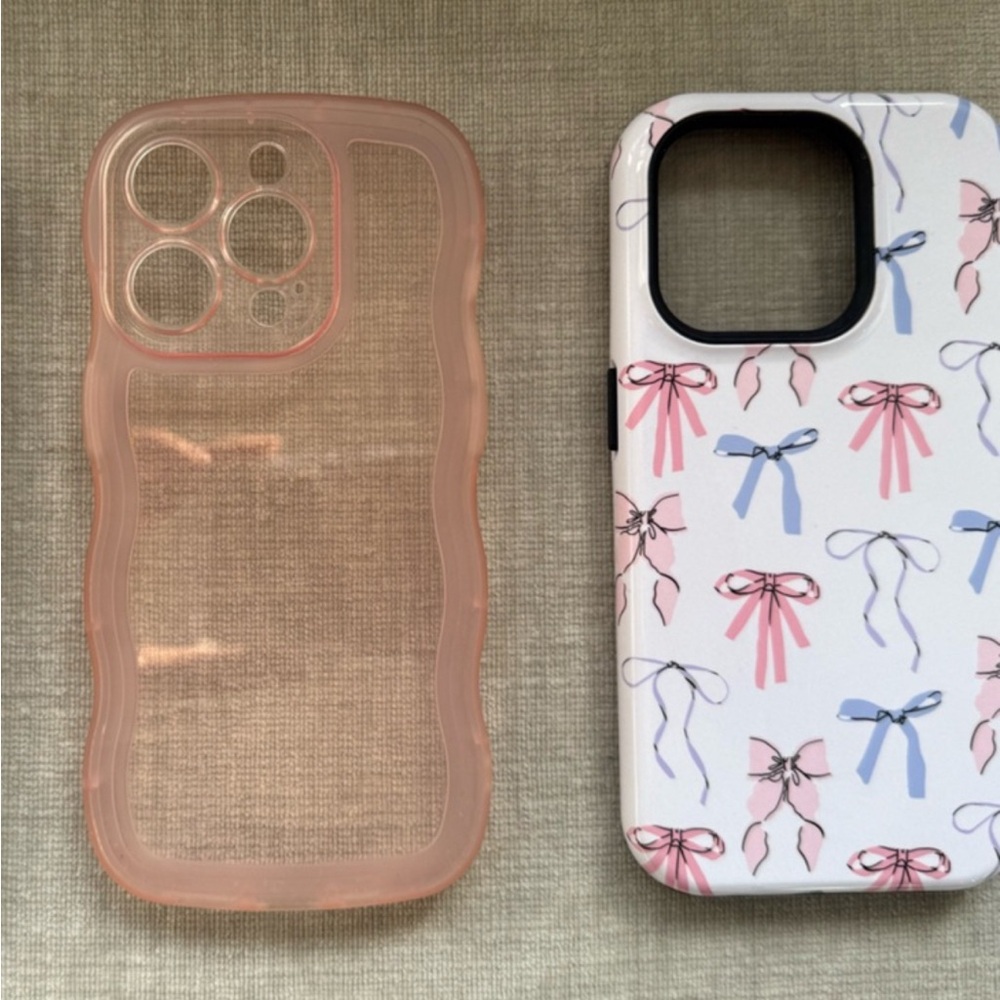 Casely & Pink Wavey iPhone 15 Pro Cases (demure coquette floral bows)